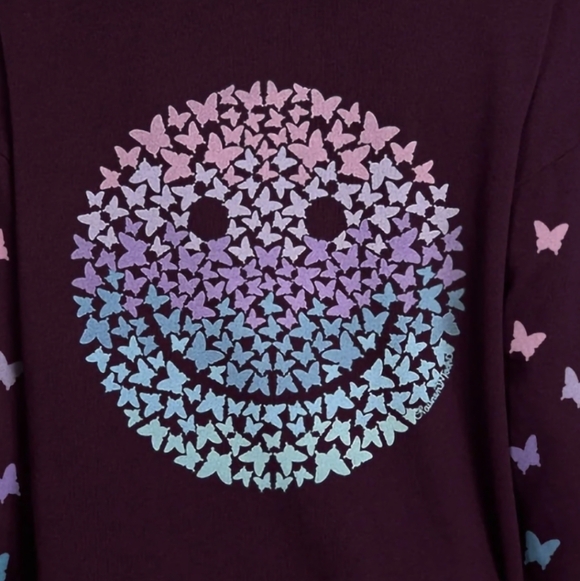 Lauren Moshi Harmony Ombre Butterfly Happyface hoodie - Picture 5 of 14
